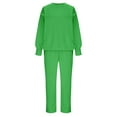 thumbnail image 5 of AINIYS Womens Oversized 2 Piece Outfits Sweatsuit Solid Long Sleeve Crewneck Sweatshirts Casual Shorts Fall Loungewear Sets Green XXXL, 5 of 8