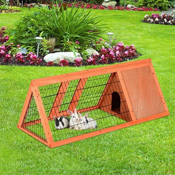 Wooden Rabbit Hutch,46" x 20"A-Frame Outdoor Rabbit Hutch with Run and 2 Doors,Small Animal Cage, Bunny Hutch with Ventilating Wire