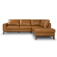 thumbnail image 3 of Milton Modern Living Room Top Leather Corner Sectional Sofa in Cognac Tan, 3 of 5