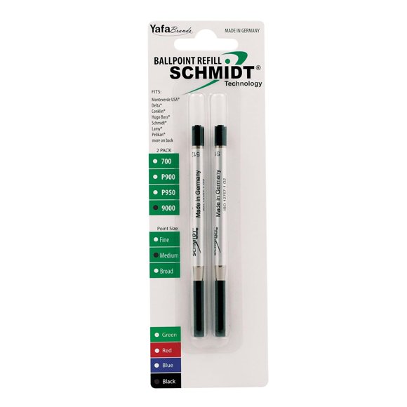 Recambio de bolígrafo SCHMIDT 9000 punta media negro, paquete de 2