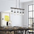 thumbnail image 2 of LNC 5-Light Farmhouse Distressed Balck and Brown Wood Linear Maison Jar Glass Shape Chandelier, 2 of 13