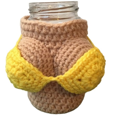 

New Bottle Cozy Beer Covers Big Boobs Design Soft Knitted Bottle Decor Dress Sleeves Creative Novelty Party Supplies