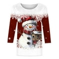 thumbnail image 4 of Christmas Shirt for Women Snowman Graphic Tee Holiday Top Short Sleeve Casual Cute Xmas T Shirt Winter Outfit, 4 of 4