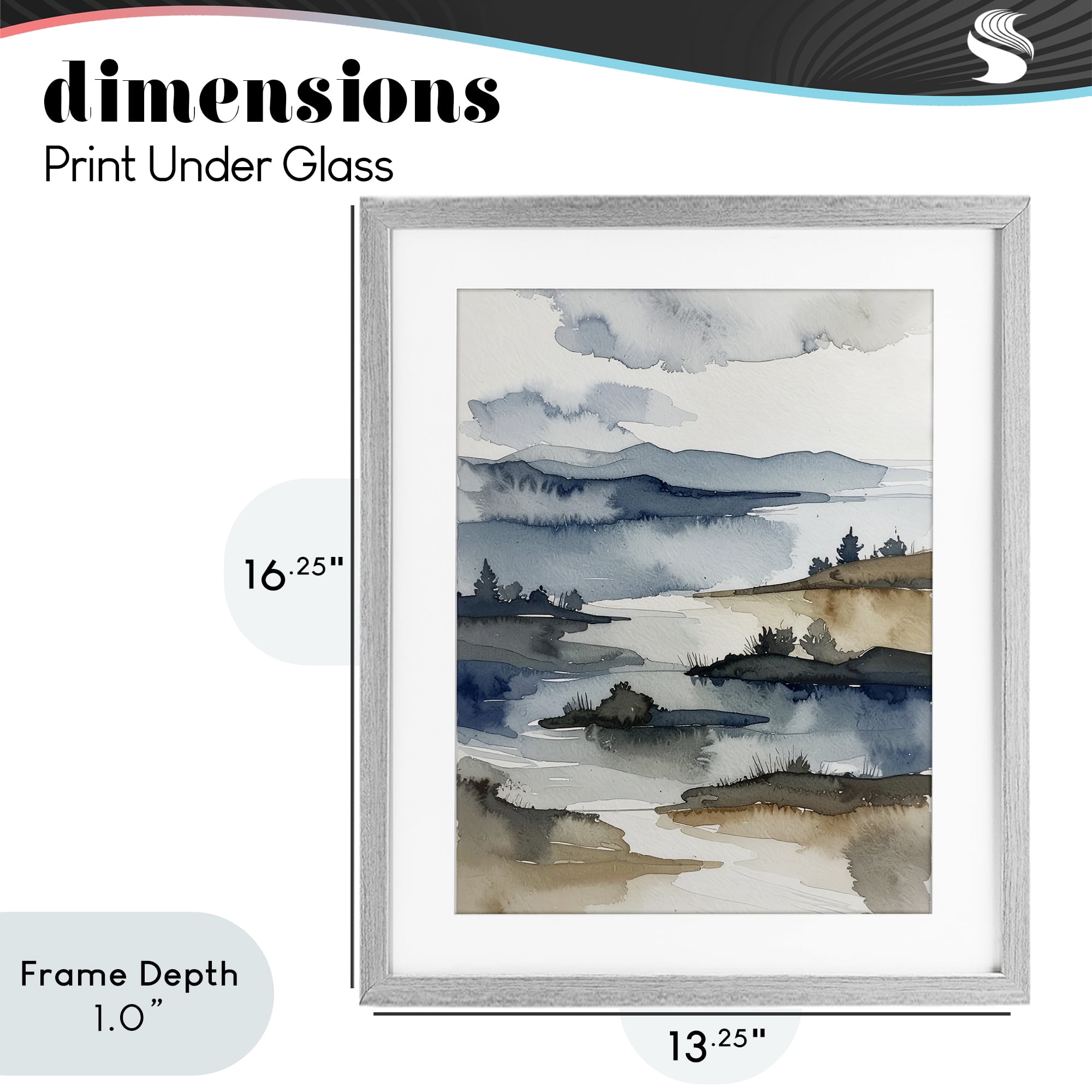Stupell Industries The Flow Of Water Gray Framed Print Under Glass, design by Alonza Saunders