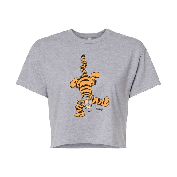Disney - Tigger Handstand - Juniors Cropped Cotton Blend T-Shirt