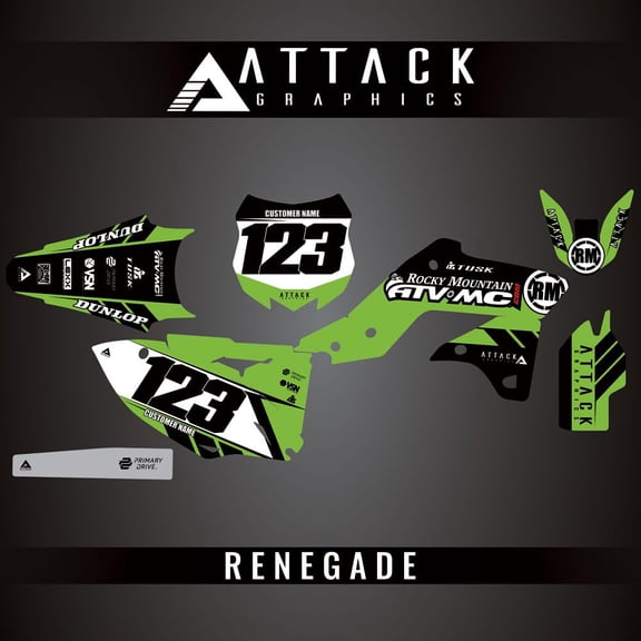 Attack Graphics Custom Renegade Complete Bike Graphics Kit for Kawasaki KX250F 2013