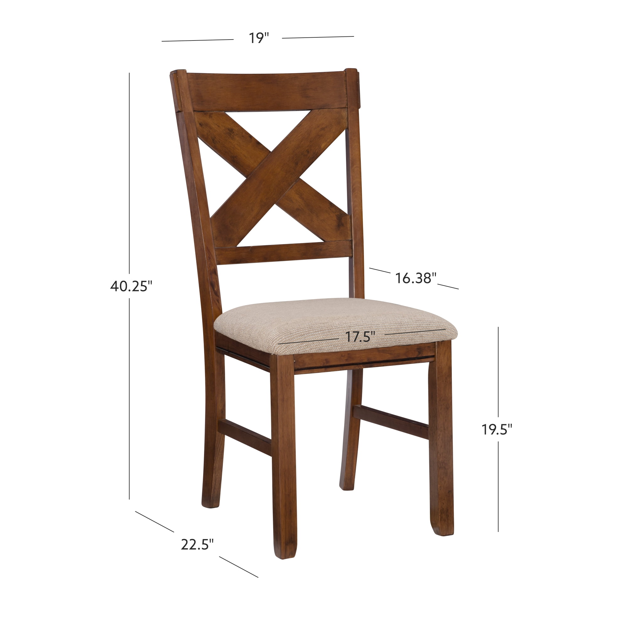 Linon Kraven Set of 2 X-Back Dining Chairs in Dark Hazelnut Brown Wood