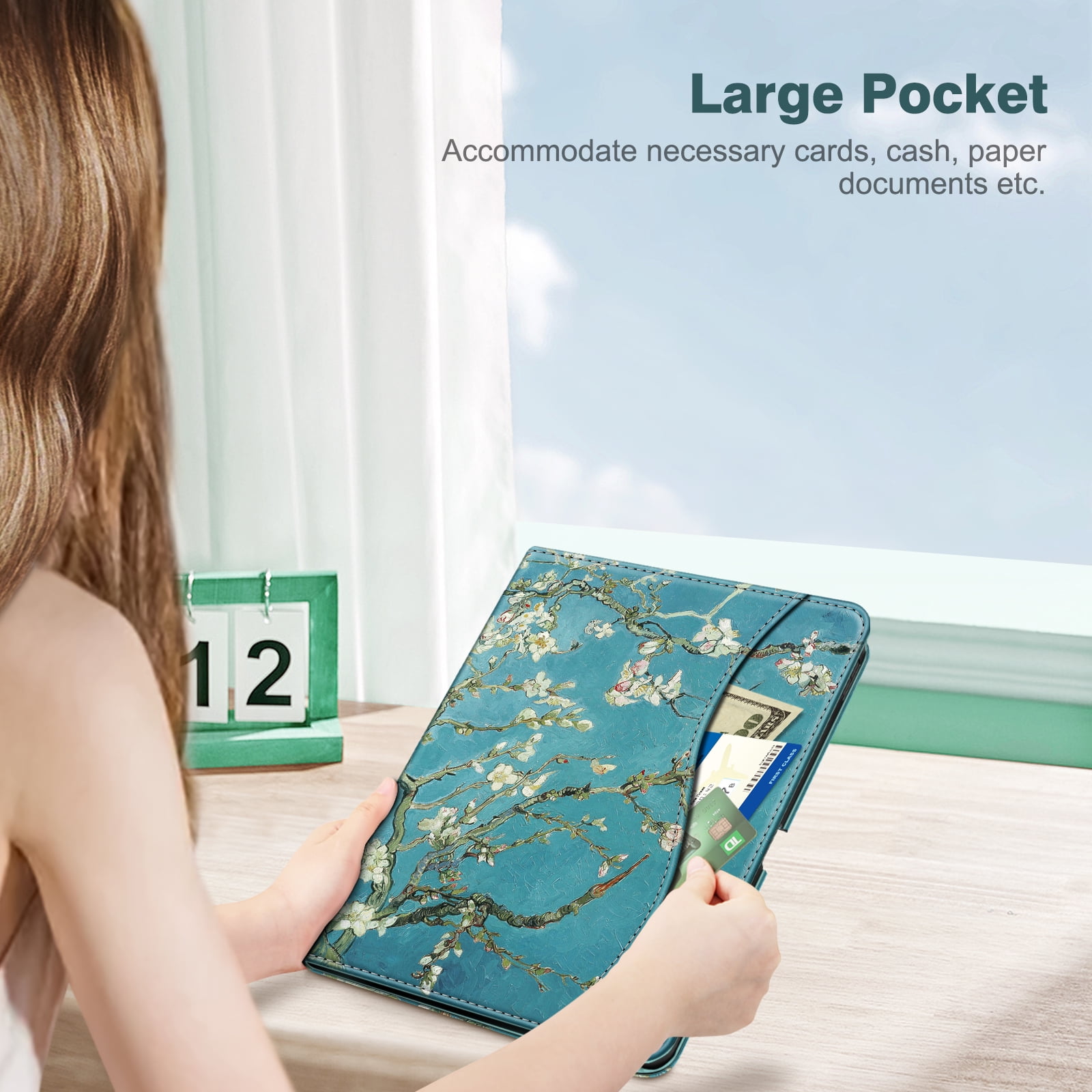 Fintie Case for iPad Air 13-inch (M4) 2026, (M3) 2025, (M2) 2024, Magnetic Multi-Angle Smart Stand Cover with Built-in Pencil Holder & Pocket, Auto Sleep/Wake, Blossom
