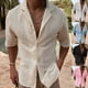 thumbnail image 5 of Camisa de punto hueca de verano para hombre, de color liso, ajustada, con solapa, de manga corta, ropa informal europea y americana para hombre, 5 of 6