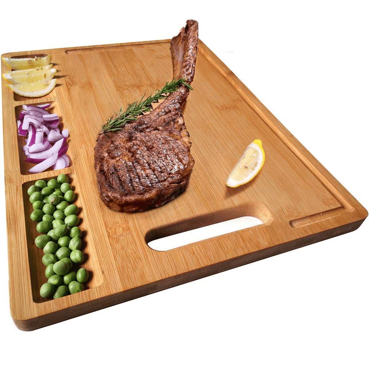 Large Acacia Wood Cutting Board for Kitchen - Caperci Better Chopping Board  with Juice Groove & Handle Hole for Meat (Butcher Block) Vegetables and
