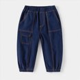 thumbnail image 2 of 5-6T Toddler Cargo Jogger Pants Contrast Stitch,Kids Spring Fall Elastic Waist Cotton Twill Multi Pocket Loose Casual Workwear Trousers for 3T 4T 5T 6T 8T 9T Boys Girls,Navy, 2 of 4