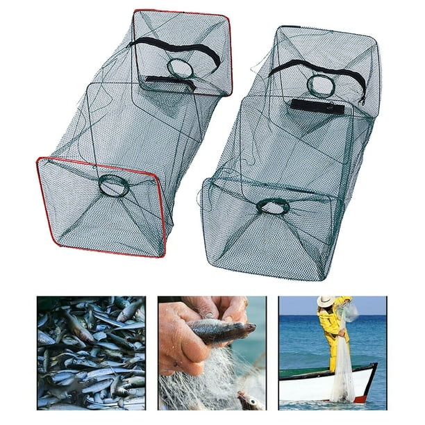 Lot De 2 Filets Pièges à Poissons – Multifonction Pour Crevettes, Crabes, Homards – Pliable, Léger, Facile à Transporter (45x25x25 Cm)