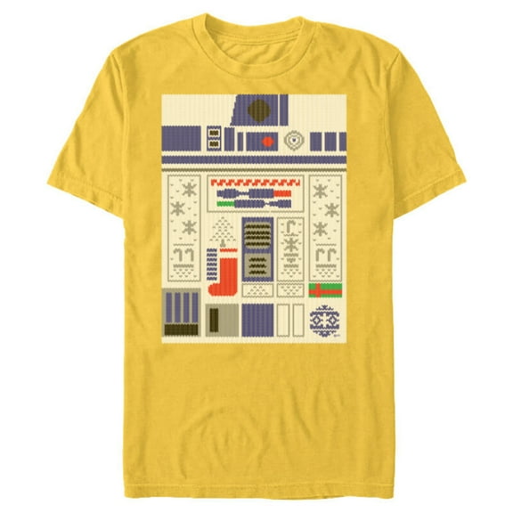 Star Wars R2-D2 Ugly Christmas Sweater - Short Sleeve Blended T-Shirt for Adults - Customized-Yellow