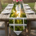 thumbnail image 6 of Fall Leaves Table Runner Linen Burlap Table Runner 70 Inches Long Green Tree Leaves Landscape Farmhouse Scenery Dresser Scarves for Kitchen Island Coffee Dining Room Party Holiday Decoration 13"x70", 6 of 8