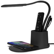 U-Light Soft Light LED Desk Lamp with Wireless Charging Dimmable Eye-Caring Desktop Lamp, Folding USB Charging LED Light with Organizer & 3 Brightness Suitable for Bedroom Home Office