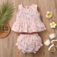 thumbnail image 4 of Xingqing 2PCS Infant Newborn Baby Girl Daisy/Sun Printed Vest Triangle Short Pants Suit, 4 of 9