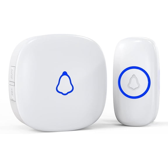 Wireless Doorbell, Easy installation, Waterproof, Adjustable Volume, 58 Chimes, Colorful LED, 1000Ft Ran, M520 F55, White