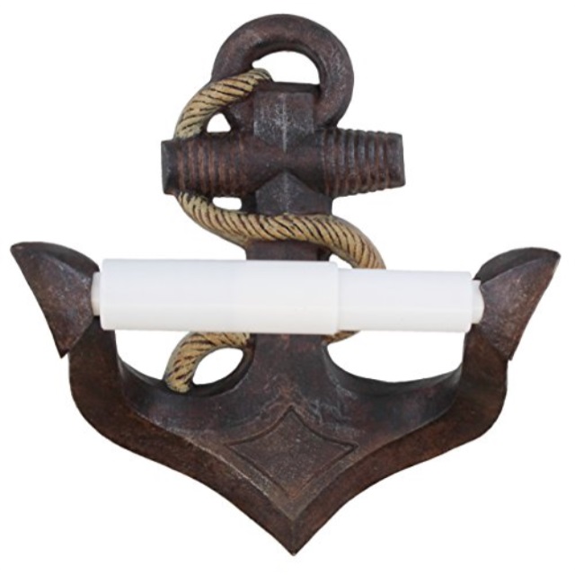 old river outdoors boat anchor toilet paper holder - rustic rope