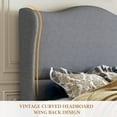 thumbnail image 3 of Neche Full Upholstered Bed Frame with 51" Tall Headboard Classic Curved Wingback Platform Bed with Soft Fabric, Retro Simple Sleigh Bedframe No Box Spring Needed/Easy Assembly, Light Grey, 3 of 13