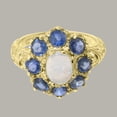 thumbnail image 5 of LBG British Made 9k Yellow Gold Natural Opal & Sapphire Womens Promise Ring - 33 size options - Size 9.5, 5 of 8