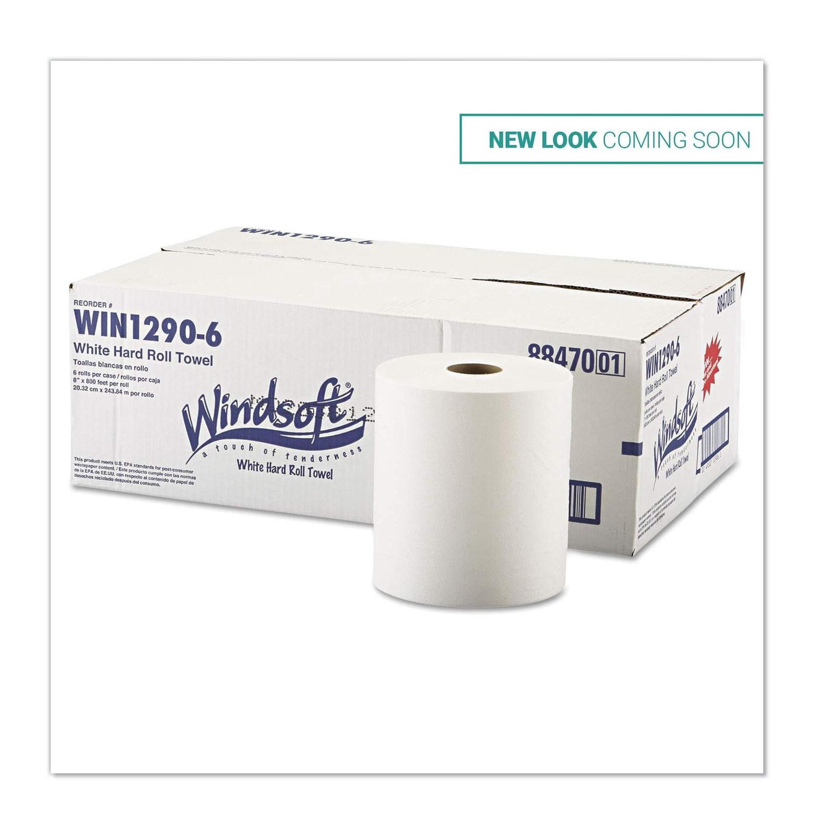 Hardwound Paper Towels, 6 Pack - 8" x 800ft White Roll Towels for Dispensers - Heavy Duty Absorbent Hand Towels for Bathroom, Kitchen, Office