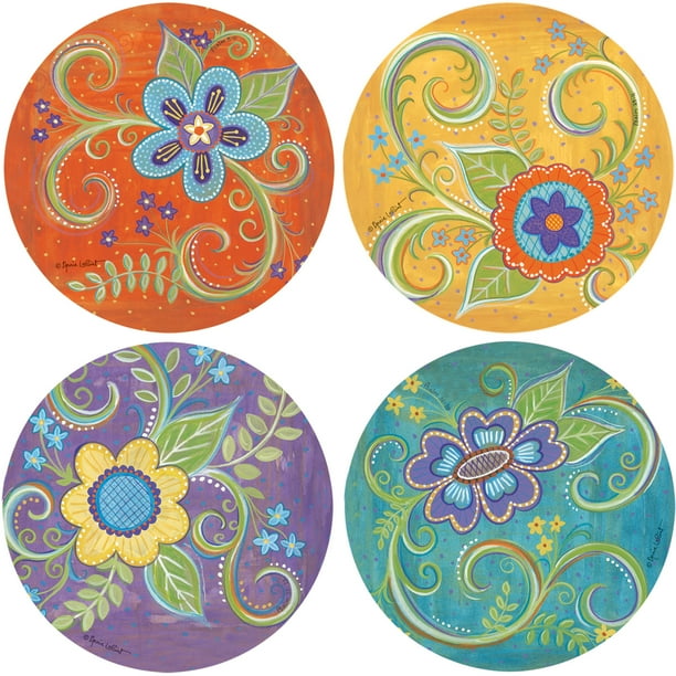 Thirstystone Drink Coasters Gypsy Blossoms Design Set Of 4 Walmart Com Walmart Com