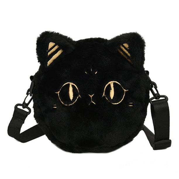 Bolso Bandolera Gato para Mujer Bandolera Felpa Con Correa Ajustable Bolso Suave para Niña