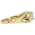 thumbnail image 5 of Round Split Shank Ring Aquamarine Cubic Zirconia Yellow Tone 925 Sterling Silver, Size 8, 5 of 7