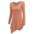 thumbnail image 2 of Doublju Womens Long Sleeve V-Neck Tunic Handkerchief Longline Tunic T-Shirt Dress, 2 of 3