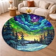 thumbnail image 5 of Round Rug, Aurora Borealis18 Soft Washable Carpet, Non-Slip Floor Mat for Living Room Bedroom Home Decor 71 Inch, 5 of 6