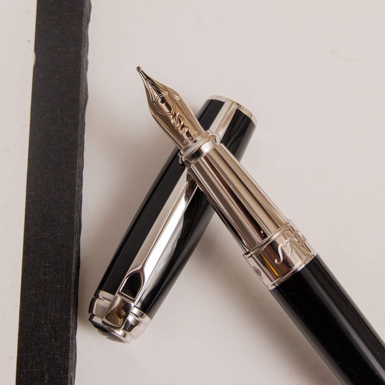 ST Dupont Line D Black & Chrome Fountain Pen - Medium - Walmart.com