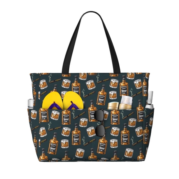 Kuqiui Cigar Print Beach Pool Bags Tote for Women Ladies Large Gym Tote Carry On Bag for Weekender Travel Waterproof