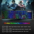thumbnail image 2 of Wireless gaming Keyboard and Mouse,Rainbow Backlit Rechargeable Keyboard Mouse with 3800mAh Battery Metal Panel,Removable Hand Rest Mechanical Feel Keyboard and 7 Color Gaming Mute Mouse for PC Gamers, 2 of 5