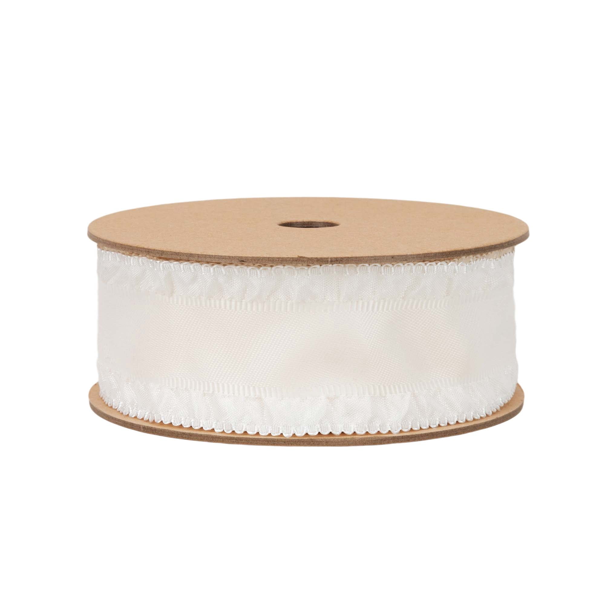 LaRibbons 1 1/2" Ruffle Ribbon, Ivory, 20 Yard Roll