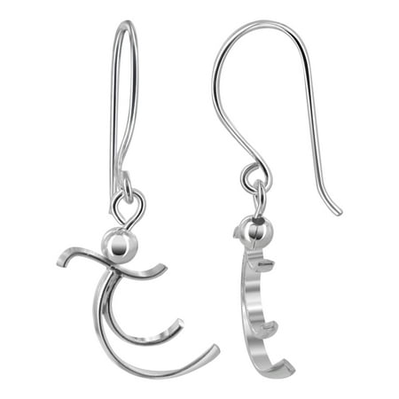 Gem Avenue 925 Sterling Silver Swaying Stick Man Dangle Earrings with French Wire Findings
