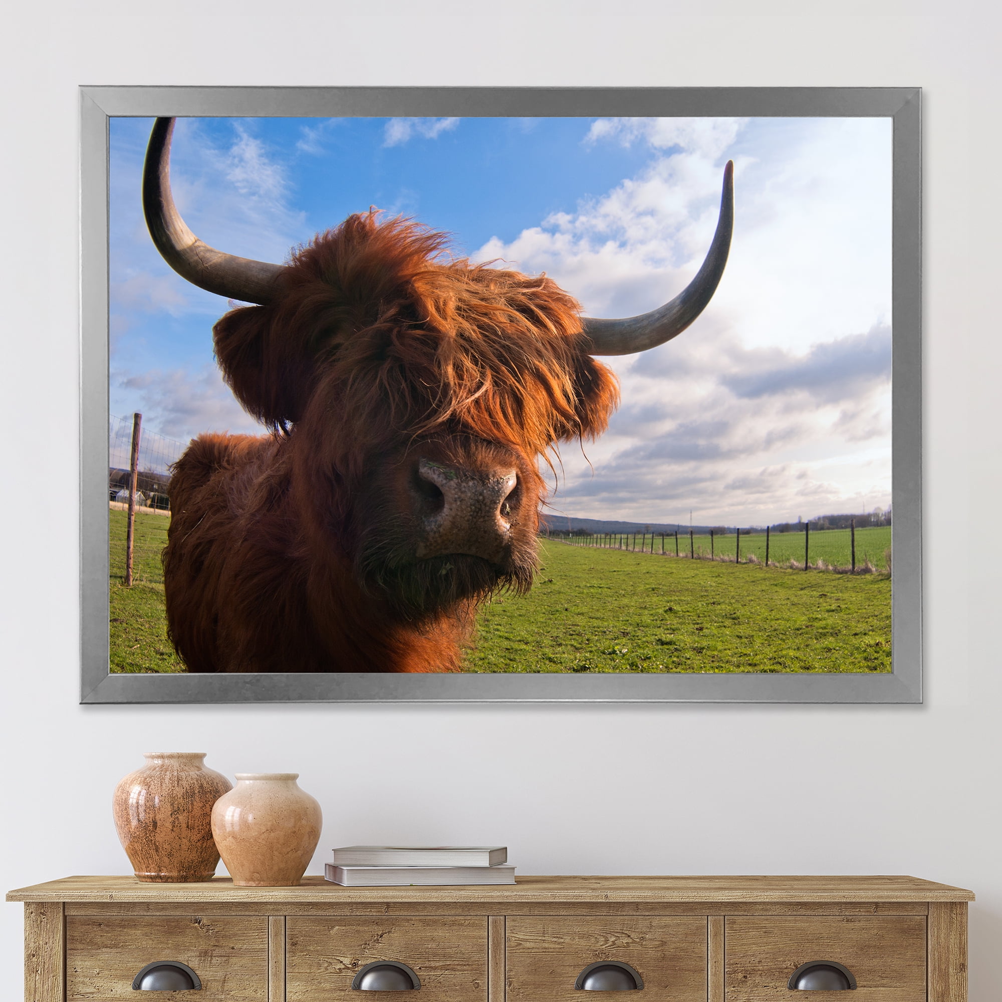 Designart 'Close Up Portrait Of A Yak' Farmhouse Framed Art Print