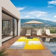 thumbnail image 3 of Yellow Gray Outdoor Rug for Patio/Deck/Porch, Non-Slip Large Area Rug 5 x 7 Ft, Oil Painting Abstract Modern Geometric Indoor Outdoor Rugs Washable Area Rugs, Reversible Camping Rug Carpet Runner, 3 of 8