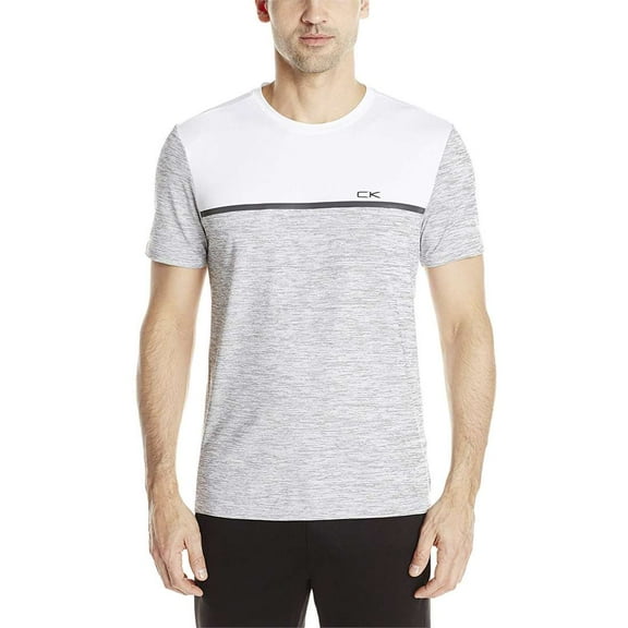 Calvin Klein Men's Striped Blocked Stretch Tee, White,2XL - US