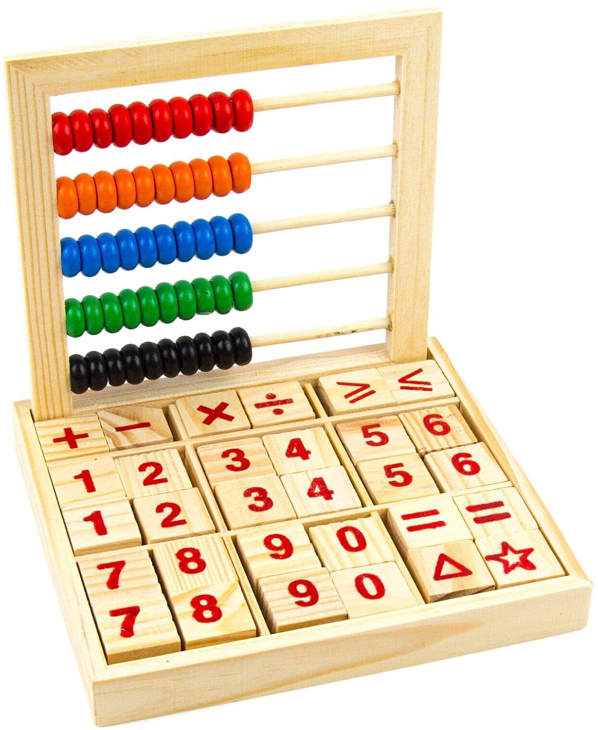 50 Beads and 30 Block Promote Learning Calculations Abacus Study Blocks Wood 
