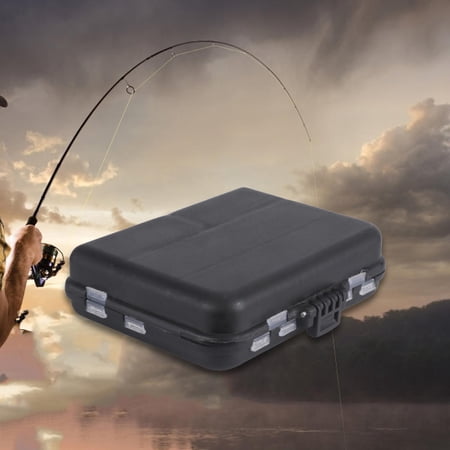colaxi Fishing Tackle Box Portable Container Double Sided Removable Divider Lure Storage Tray Clear Lid PP Material Suitable for Anglers Freshwater Saltwater black
