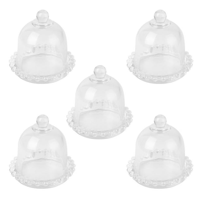 5 Pcs Couvercle de Support à Gâteau en Verre pour Protection et Exposition 6X4Cm