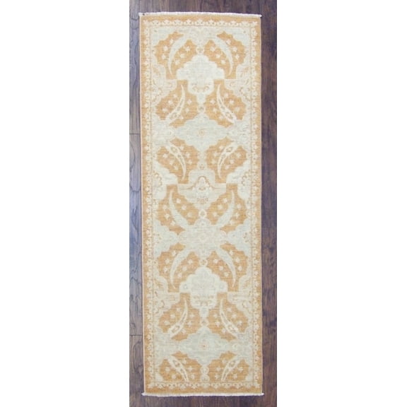 Wahi Rugs Hand Knotted Oushak Chobie White Wash Natural-dye 2'6"x8'0" -w437