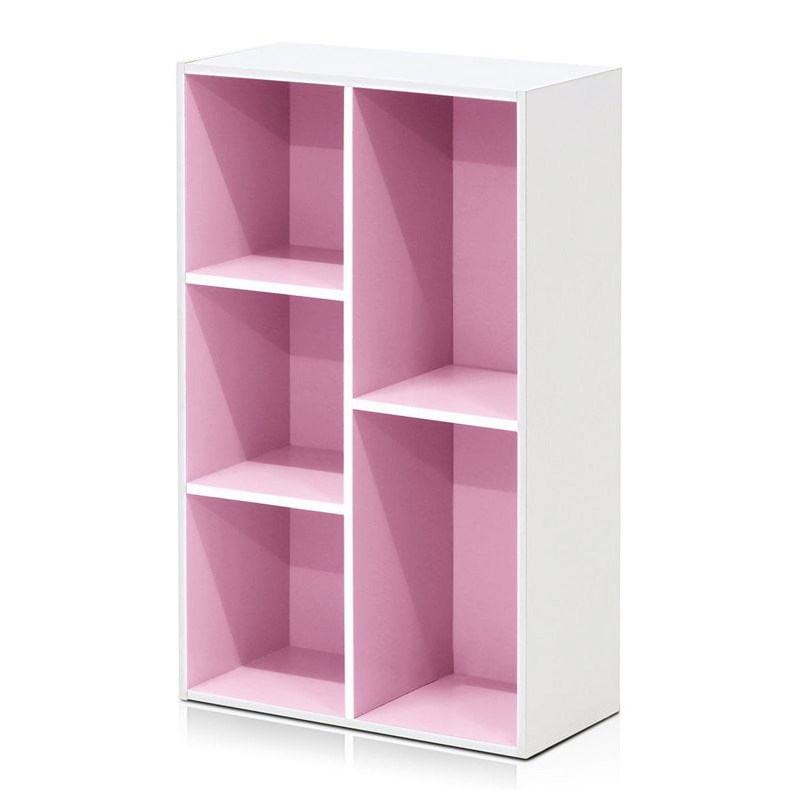 Furinno 11069WH-PI 5-Cube Reversible Open Shelf, White & Pink