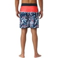 thumbnail image 3 of INSPIRE CHIC Men's Tropical Vocation Elastic Waist Drawstring Hawaiian Print Athletic Swim Trunks 30 Black Red, 3 of 6