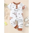 thumbnail image 2 of Bagilaanoe Newborn Baby Girl Boys Summer Jumpsuit Dinosaur Print Short Sleeve Bodysuit 3M 6M 9M 12M Infant One Piece Romper, 2 of 8