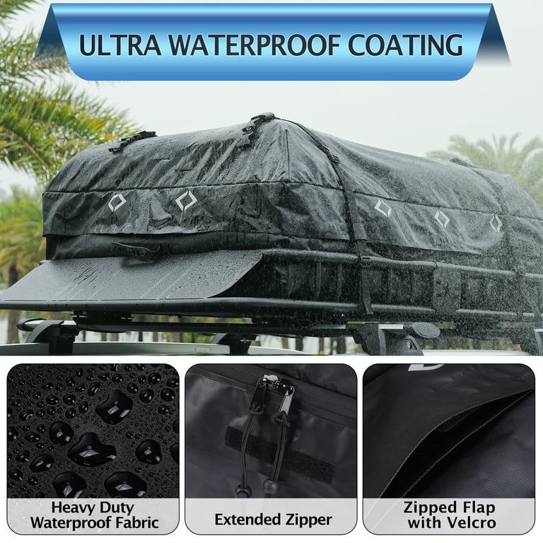 Rooftop Cargo Carrier Waterproof Soft Rooftop Cargo Bag Without Roof Rack Roof Luggage Rack Storage for Vehicle SUV Rooftop Carrier with Hooks