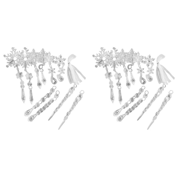 Adorno de Carámbano de Copo de Nieve Transparente Naiovety Cristal Acrílico Decoración de Árbol de Navidad Paquete de 2 (20) Piezas