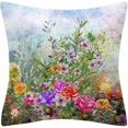 thumbnail image 2 of Set of 4 Vivid Flowers Themed Throw Pillow Cover Decorative Spring Summer Cushion Cover 18 X 18 Inches Home Decoration, 2 of 4