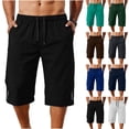 thumbnail image 6 of Chiccall Men's Running Shorts Casual Stretch Elastic Waist Drawstring Capri Pants Below Knee Workout Jogging Long Shorts with Pockets Green L, 6 of 6