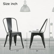 FDW Metal Dining Chairs Metal Chairs Patio Chair Seat Height Dining Room Kitchen Chair Tolix Restaurant Chairs Bar Stackable Chair Trattoria Metal Indoor Outdoor Chairs (Black)